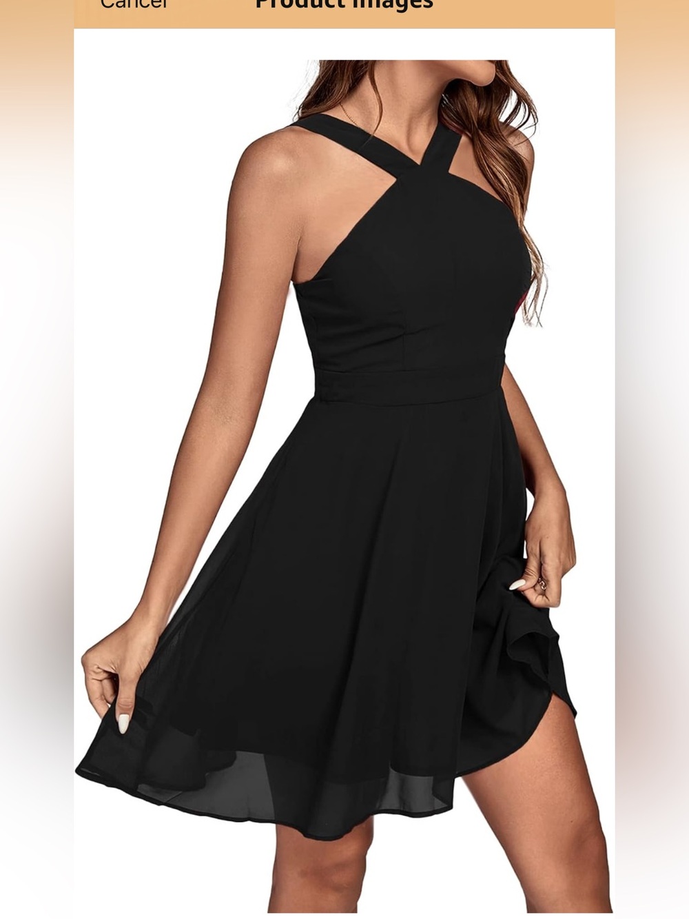 Amazon Black Strappy Fit-and-Flare Midi Dress